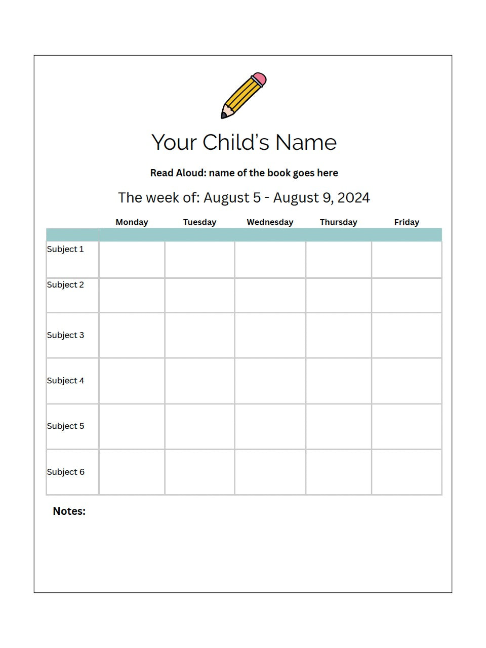 FREE Lesson Plan Template on Canva