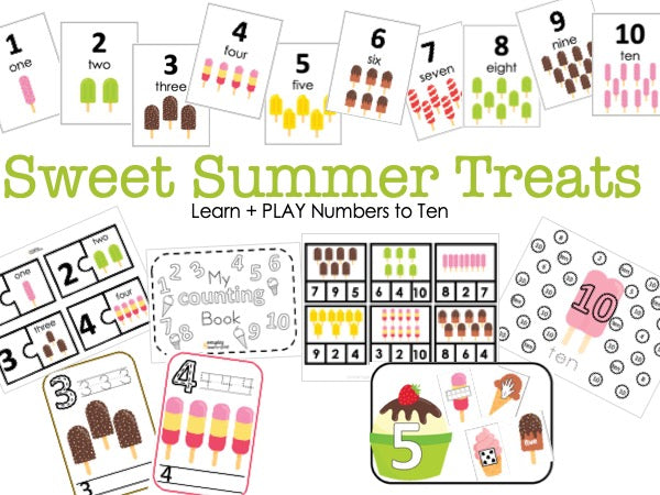 Sweet Summer Treats Learn + PLAY Numbers to 10