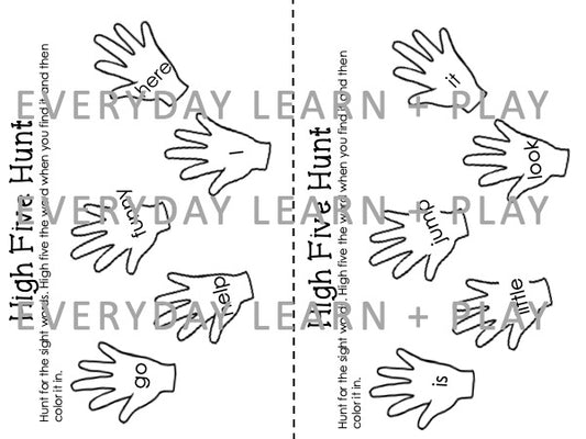 High Five Sight Words Activity Set