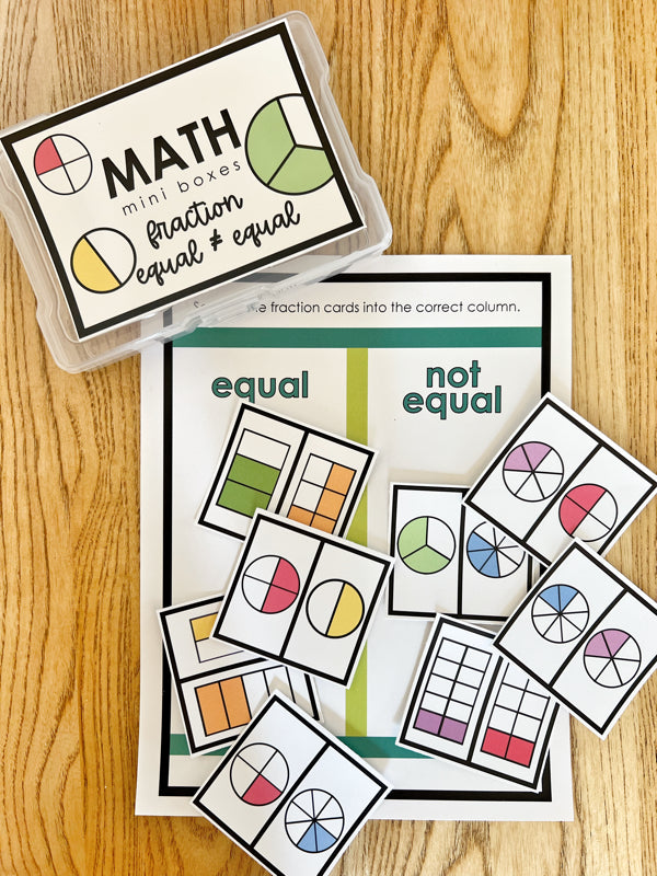 Math Copy Boxes Math Mini Boxes - Fractions – Everyday Learn + PLAY