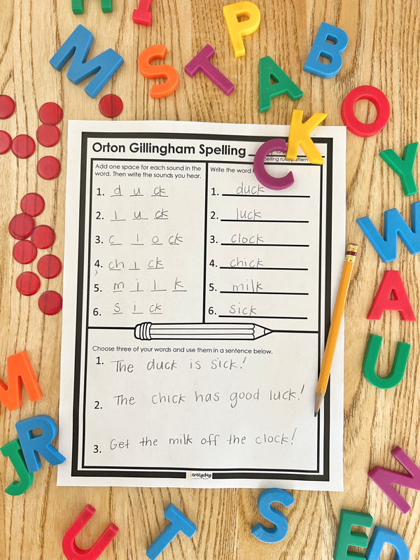 Orton-Gillingham Aligned Spelling Page