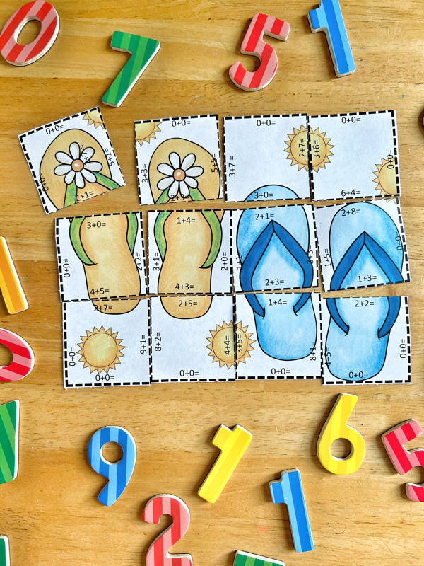 Summer Basic Addition Math Puzzles – Everyday Learn + PLAY