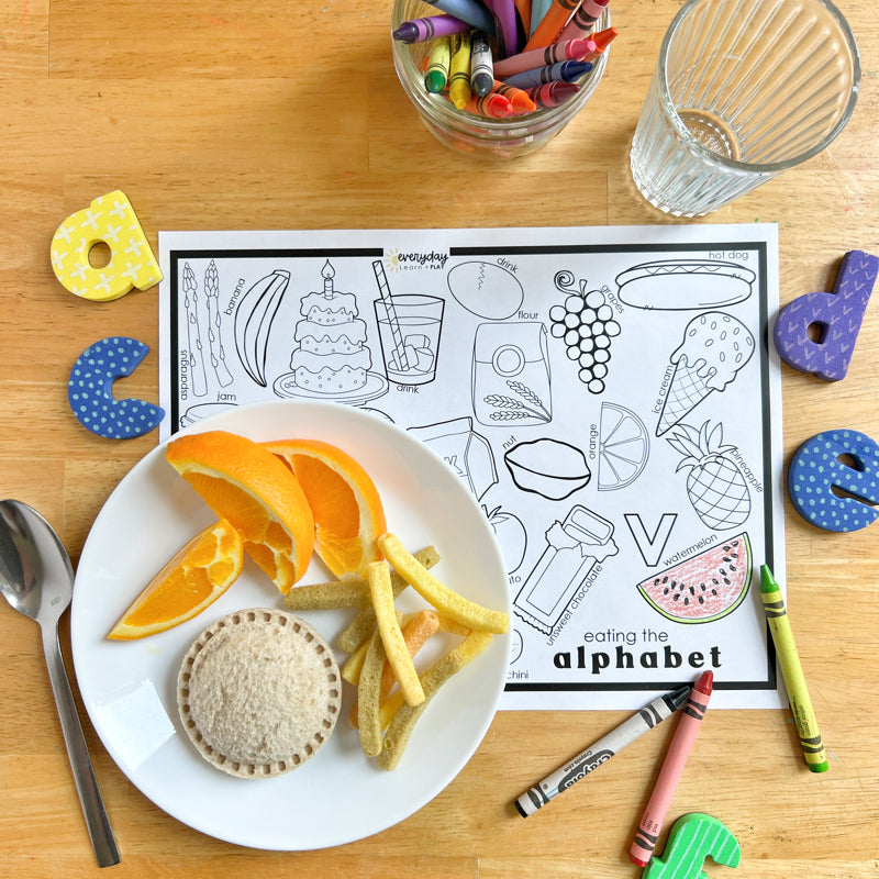 Eat the Alphabet Coloring Placemat