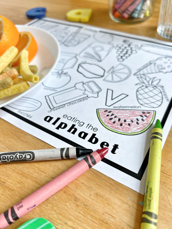 Eat the Alphabet Coloring Placemat