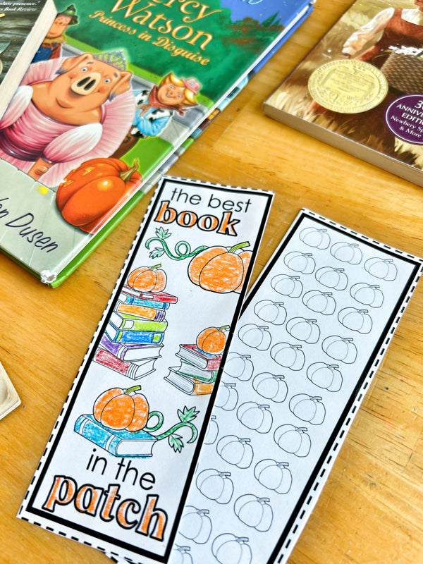 October Reading Log Bookmarks