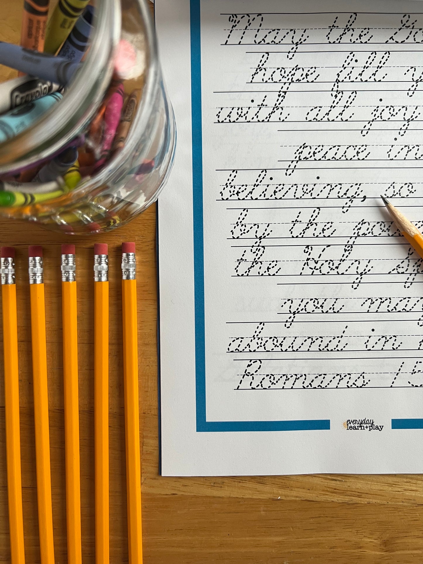 Cursive Practice – Scriptures on JOY – Everyday Learn + PLAY