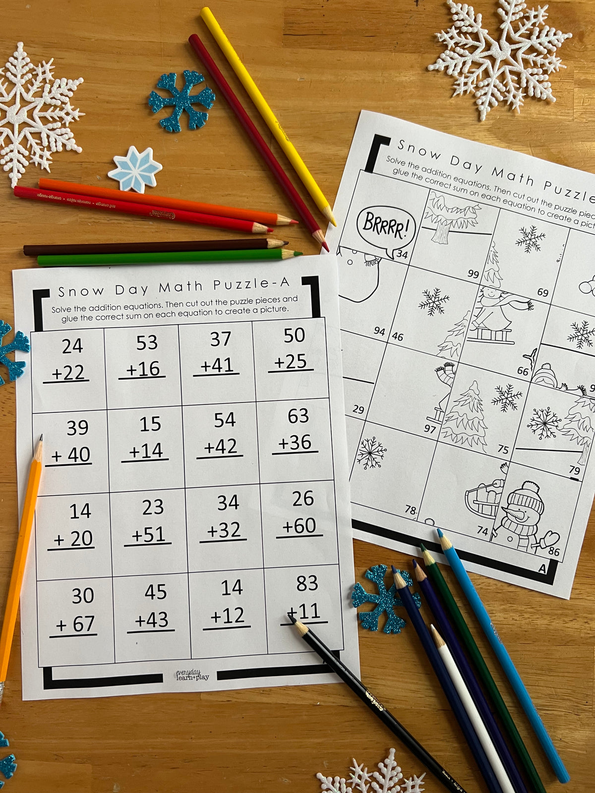 Snow Day Math Snow Day Math Puzzle – Everyday Learn + PLAY
