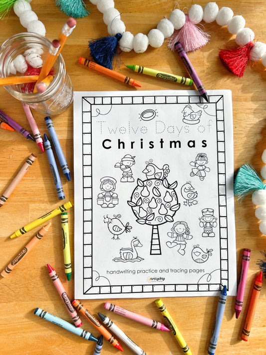 12 Days of Christmas Tracing/Writing/Coloring