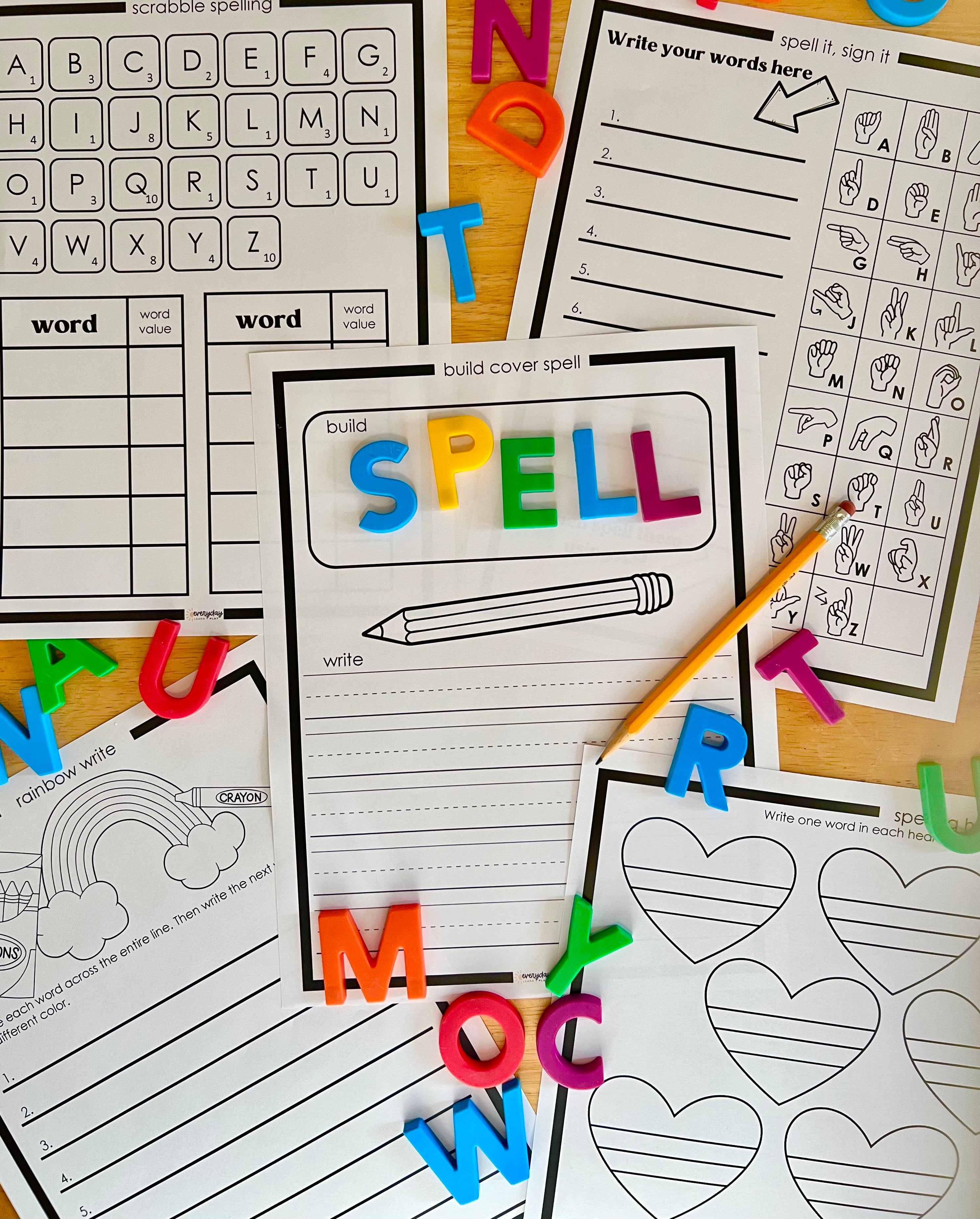 Spelling Review Activity Pages - Everyday Learn + PLAY