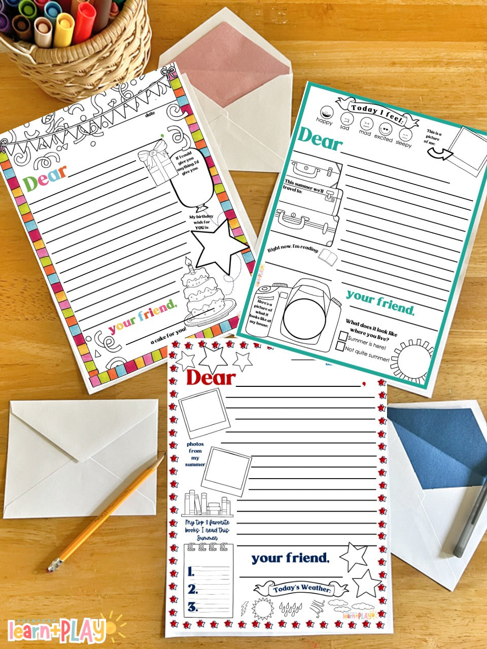 Single Line Friendly Letter Stationery - Summer