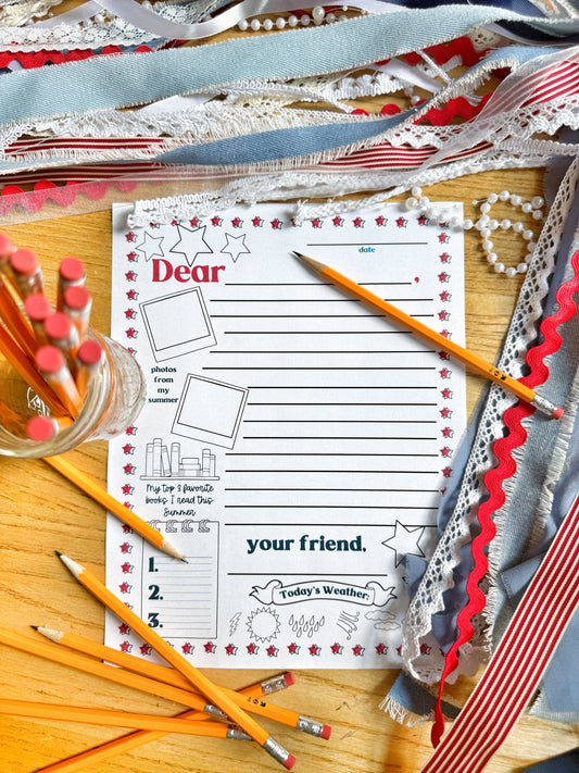 Single Line Friendly Letter Stationery - Summer