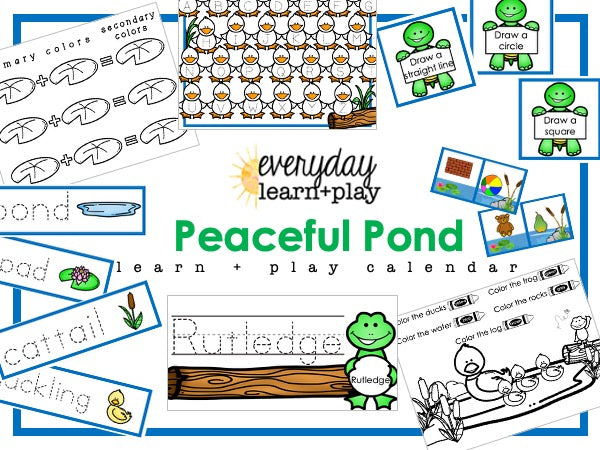 Peaceful Pond Learn + PLAY Calendar