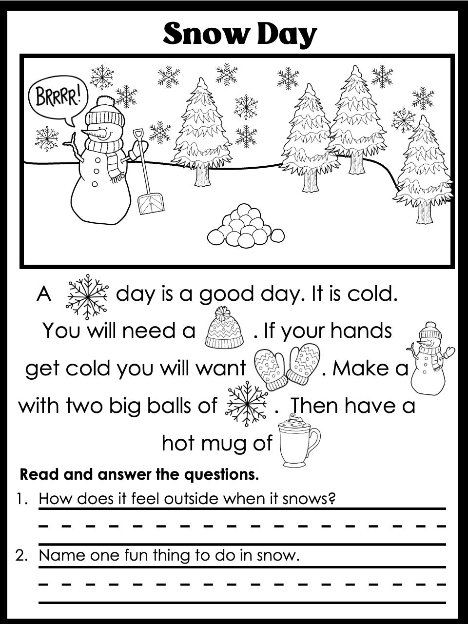 January Beginning Reading Comprehension