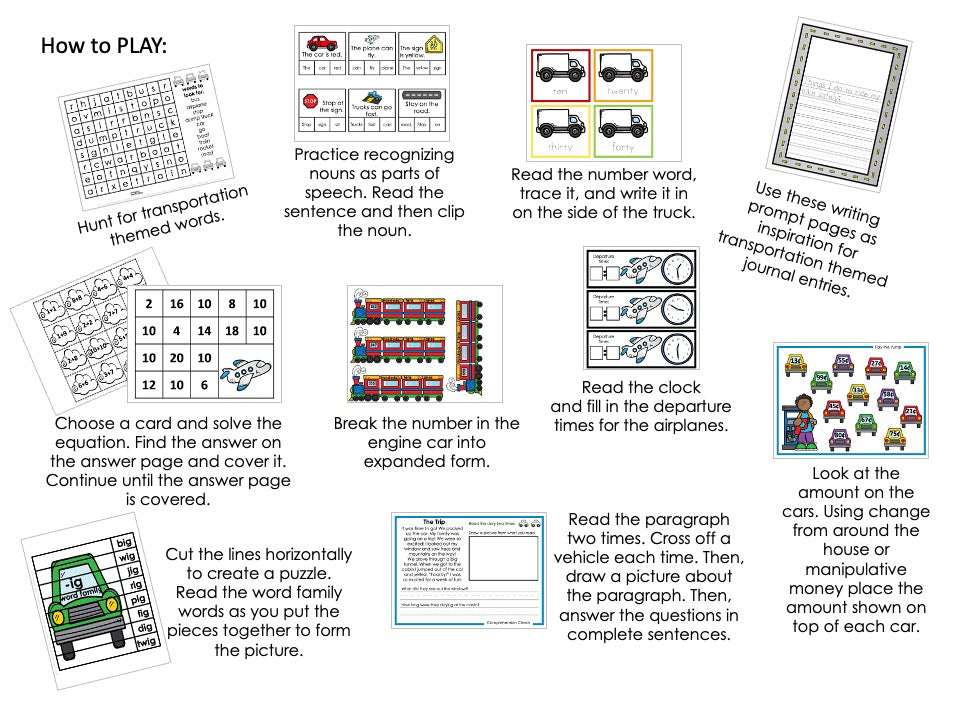 Things That Go Primary Practice + PLAY