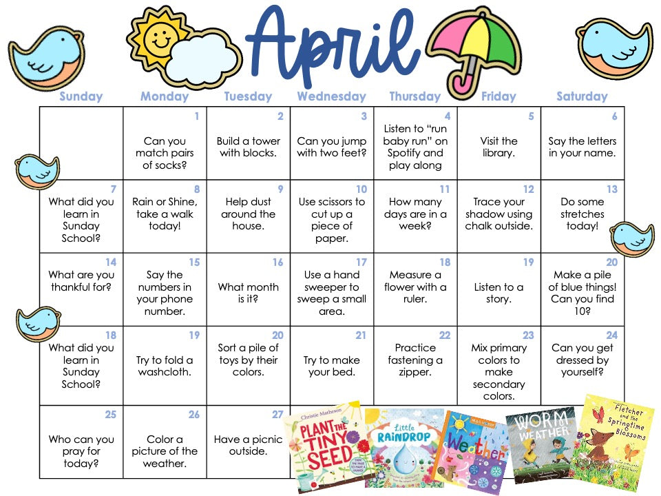 April Toddler Learn + PLAY Calendar