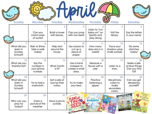 April Toddler Learn + PLAY Calendar