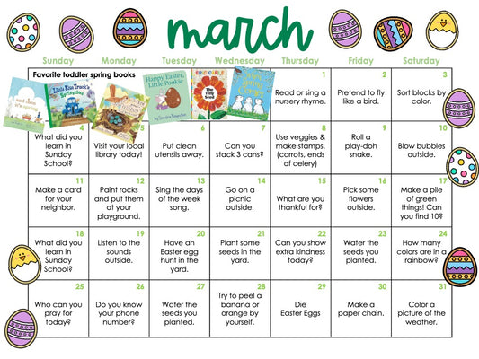 Toddler Learn + PLAY Calendar - March