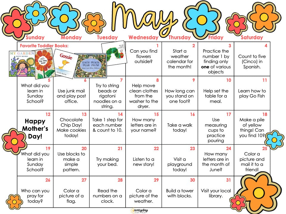 Toddler Learn + PLAY Calendar -May