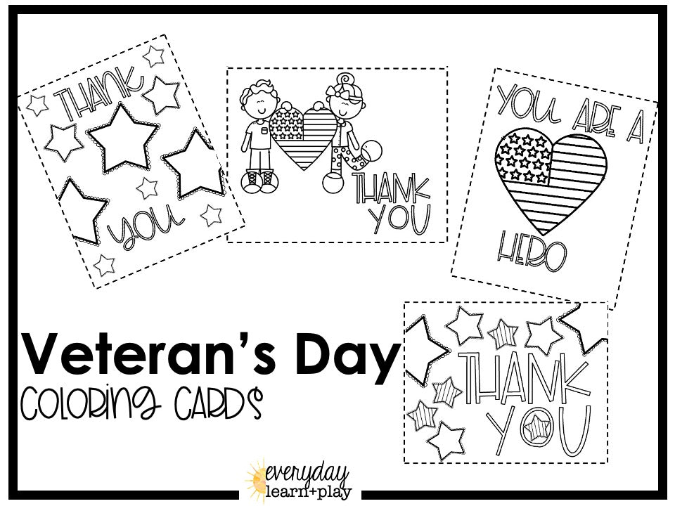 Veterans Day Coloring Cards