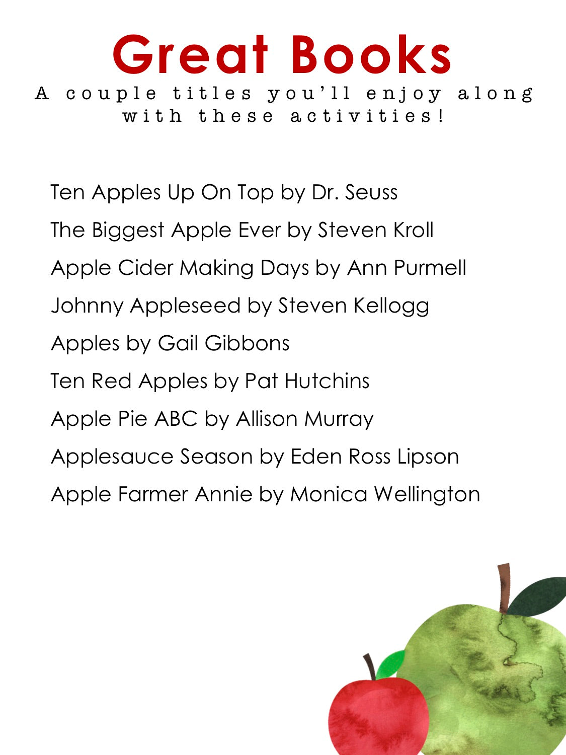 All About Apples Learn & Play Calendar