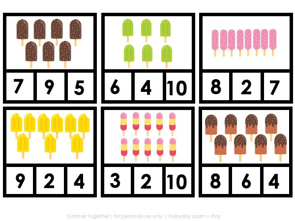 Sweet Summer Treats Learn + PLAY Numbers to 10