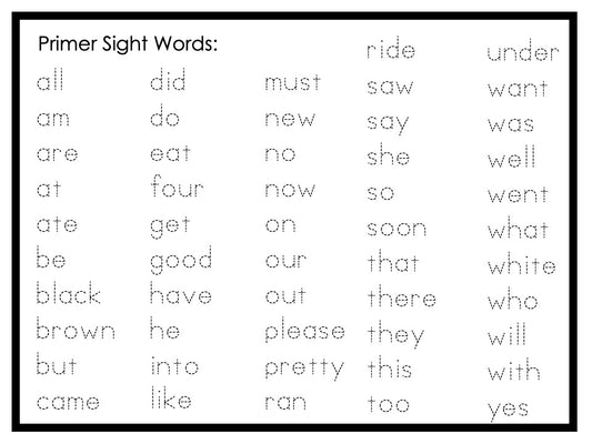 Primer Sight Word Mini Books