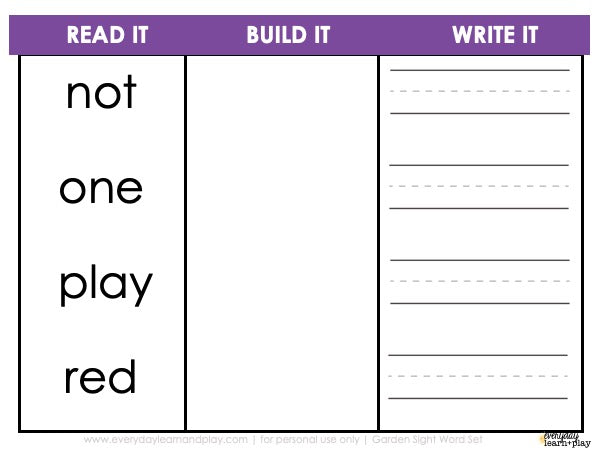 Garden Sight Word PLAY – Everyday Learn + PLAY