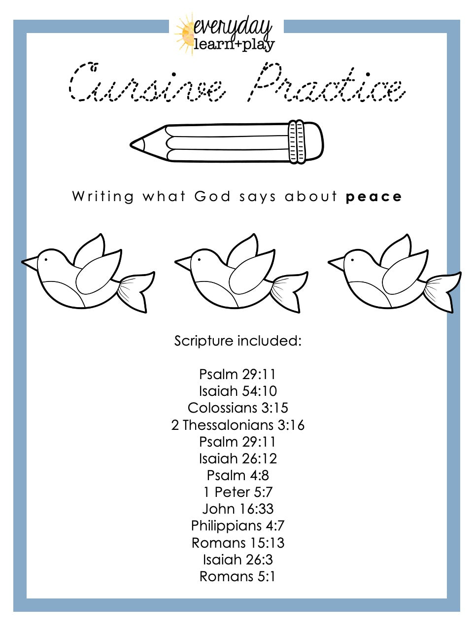 Cursive Writing Practice - Peace