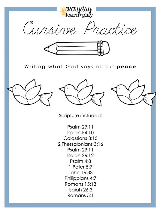 Cursive Writing Practice - Peace