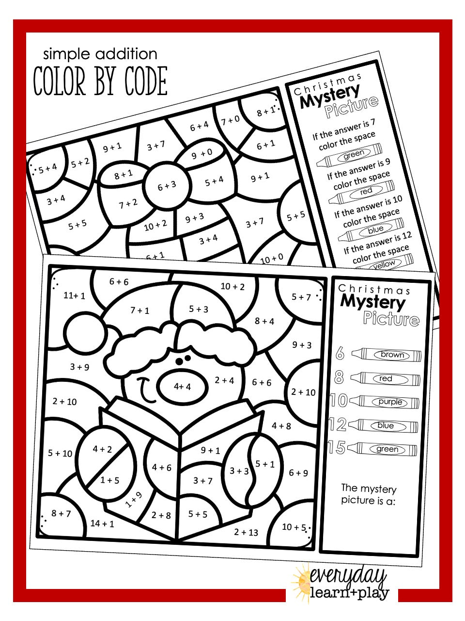 Simple Addition Color by Code – Everyday Learn + PLAY